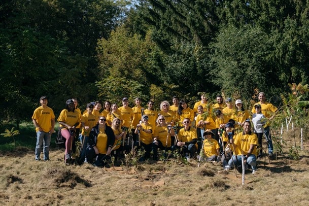 group photo of tree planting team